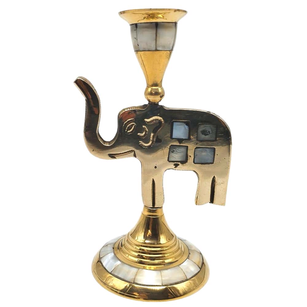 Brass Elephant Design Candle Holder