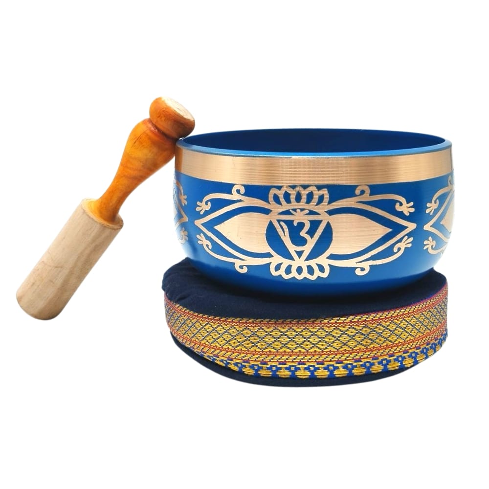 Tibetan Singing Bowl Third Eye Chakra Design with Striker