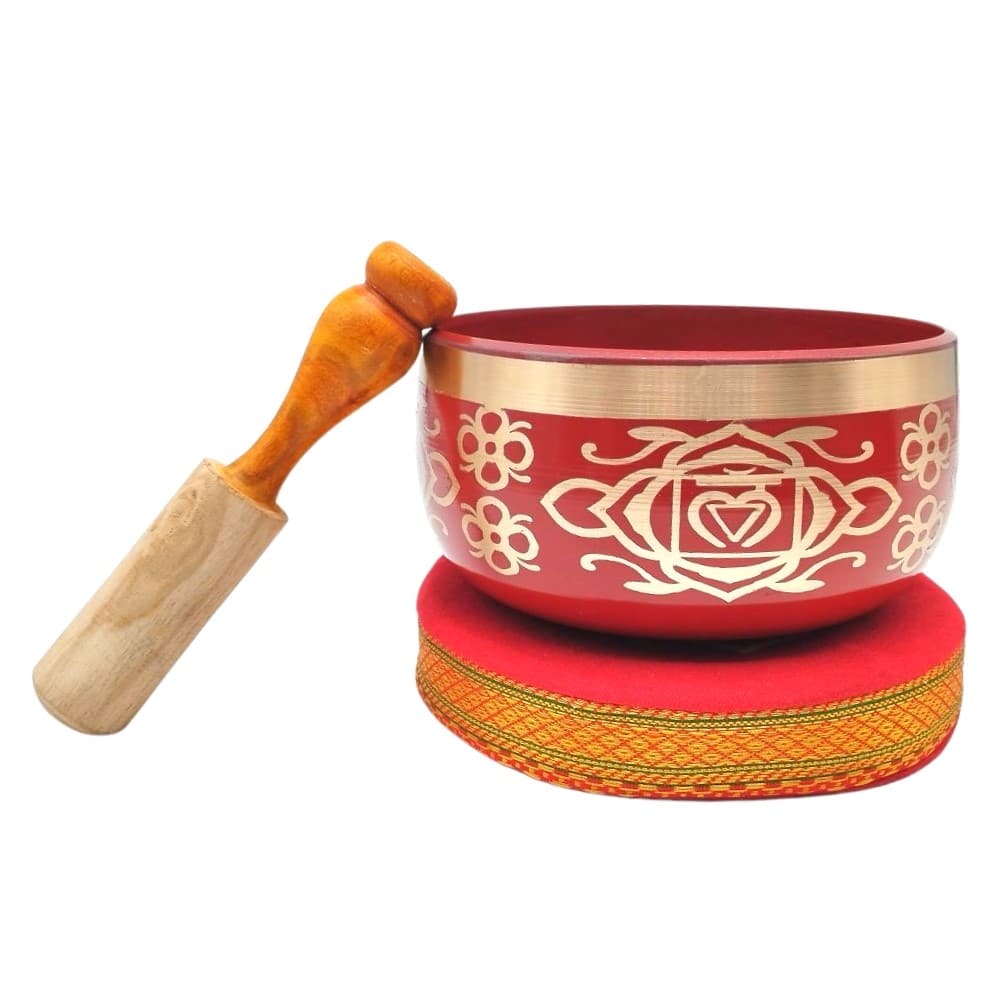 Tibetan Singing Bowl Root Chakra Design with Striker