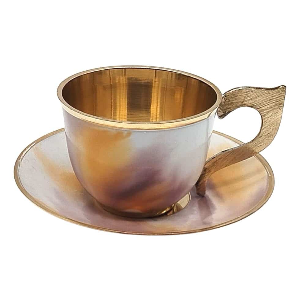 Brass Meenakari Cup and Saucer