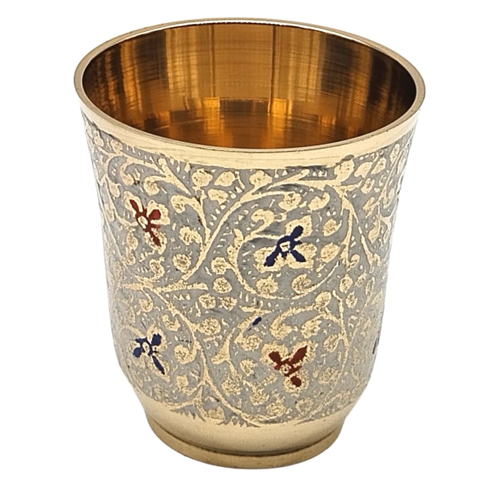Brass Floral Design Glass