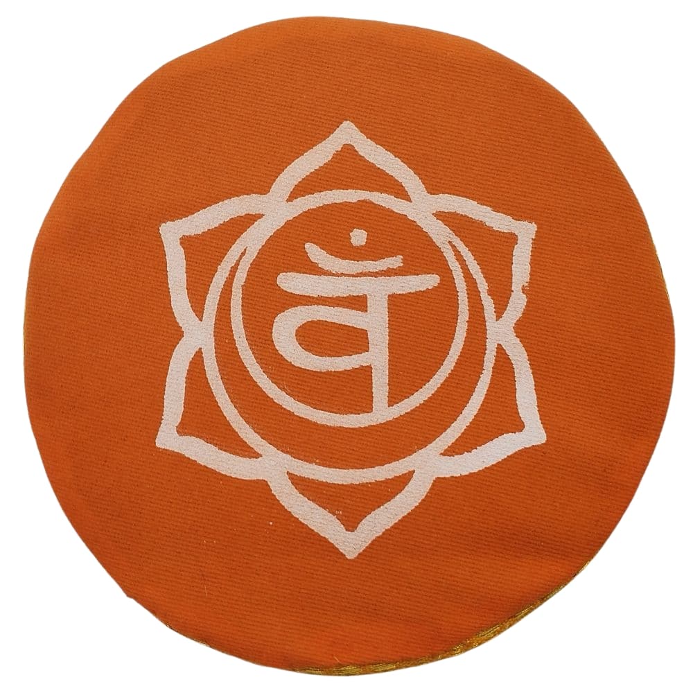 Tibetan Singing Bowl Round Pillow Sacral Chakra Design