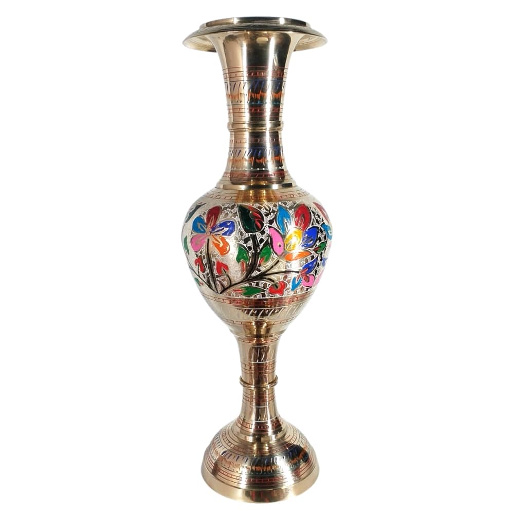 Brass Floral Design Flower Vase