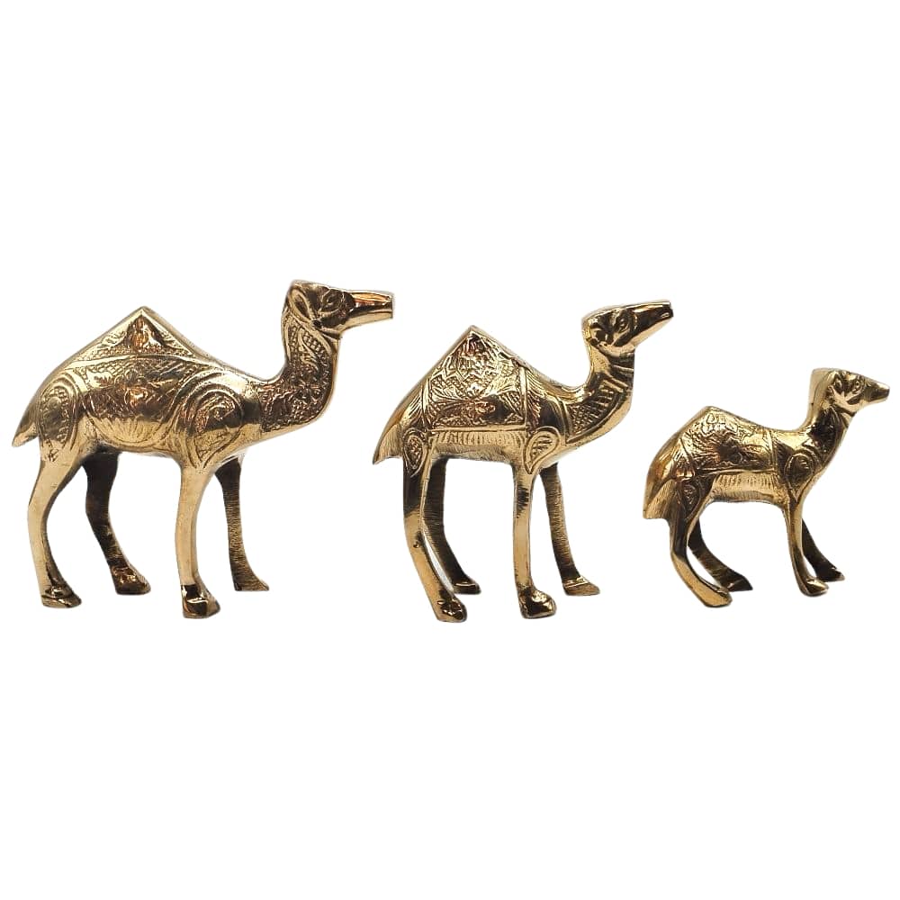 Brass Floral Design Camel Set